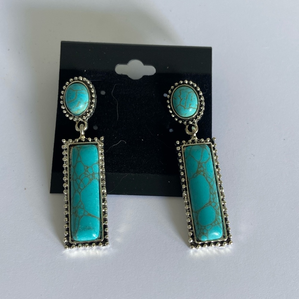 Turquoise color drop earrings